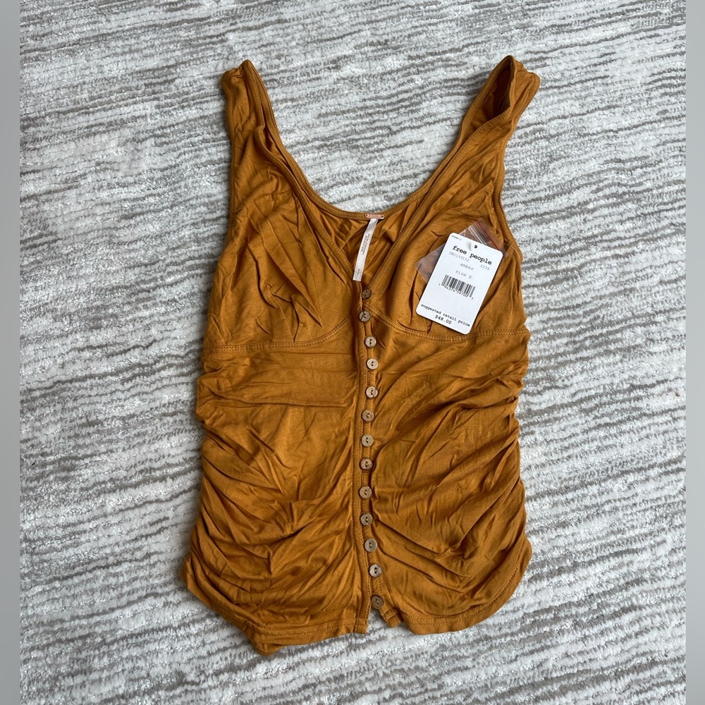 NWT Free People Marigold Button-Down Ruched Tank Top